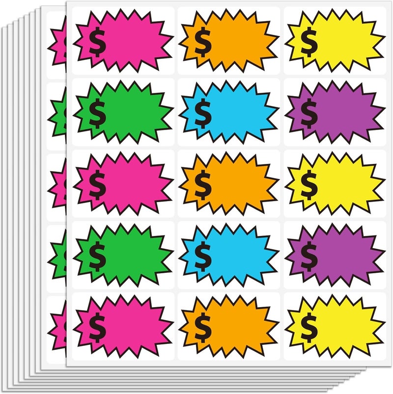 labelon 300 Pcs Garage Sale Stickers, (2"x3") Removable Adhesive Yard Sale Price tag Stickers with Space to Write Pricing, Rummage Sale Price Labels for Retail, Flea Market, Annual Community Sales - Image 1